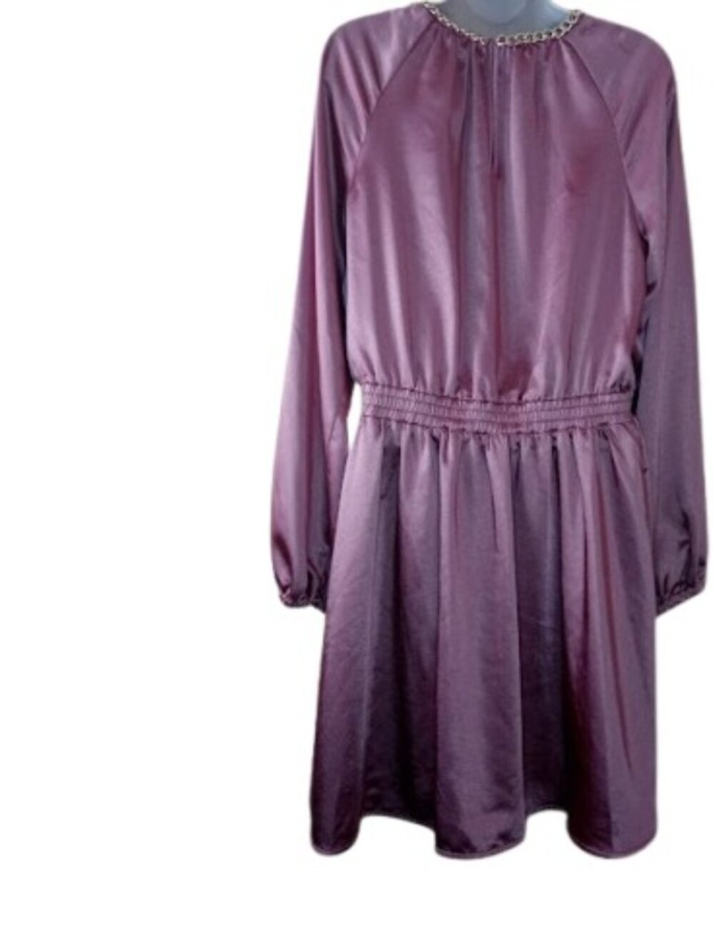 MICHAEL Michael Kors Womens Mini Dress Pink Gold Chain Neck Cut Outs Satin M - Picture 7 of 7